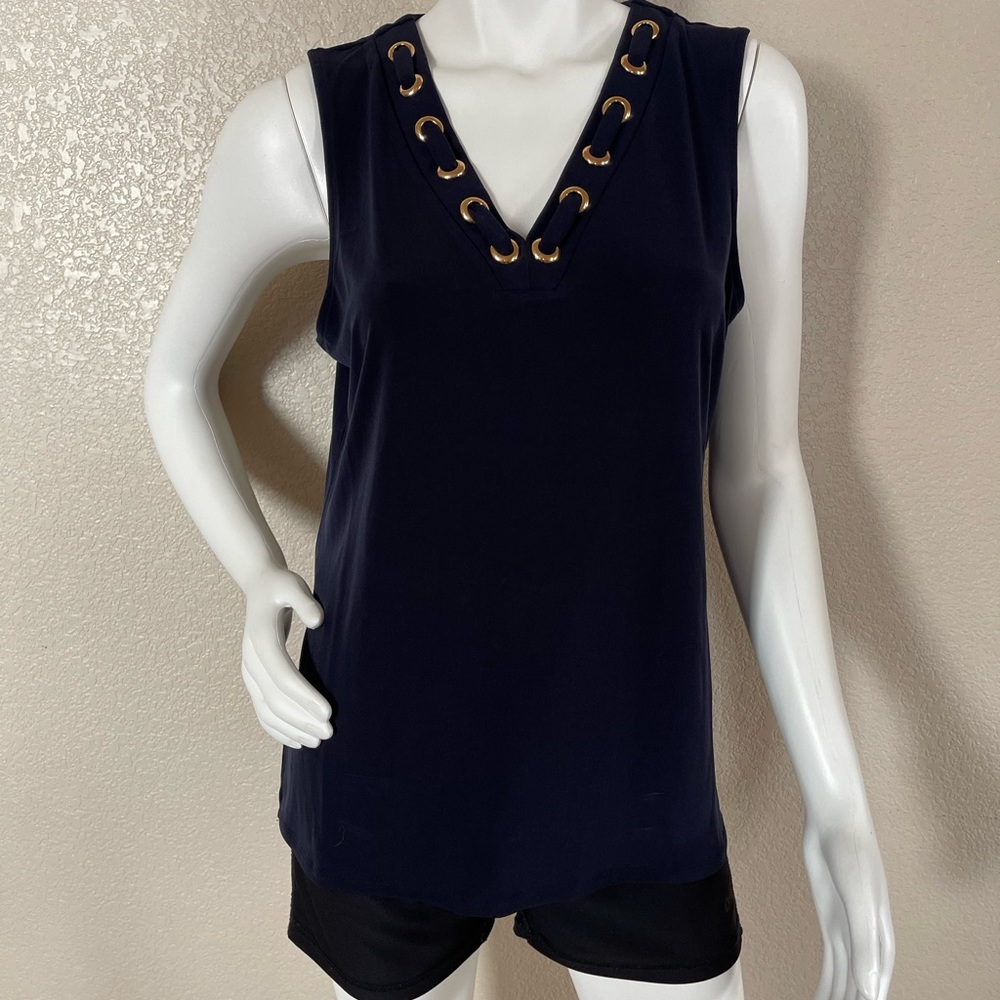Carmen Marc Valvo Navy Blue Top Size L NWT